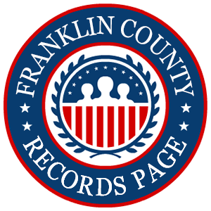 A round red, white, and blue logo with the words 'Franklin County Records Page' for the state of Ohio.